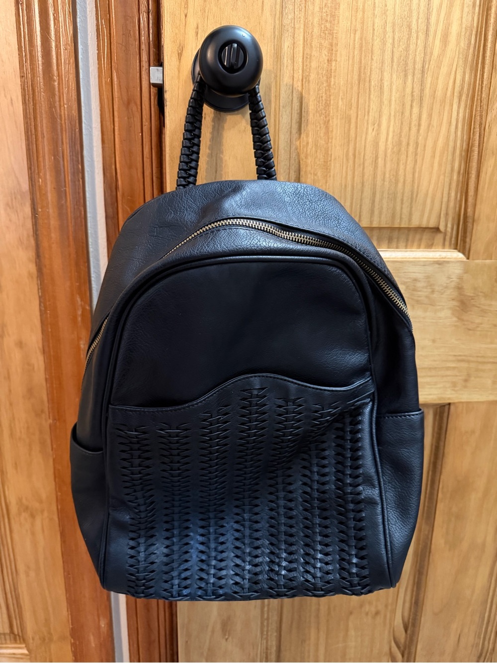 Antik Kraft Black Woven-Front Women's Backpack